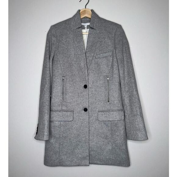 Veronica Beard Longline Car Coat Dickey Wool/Cashmere Blend Light Gray Size 0 - Picture 2 of 10